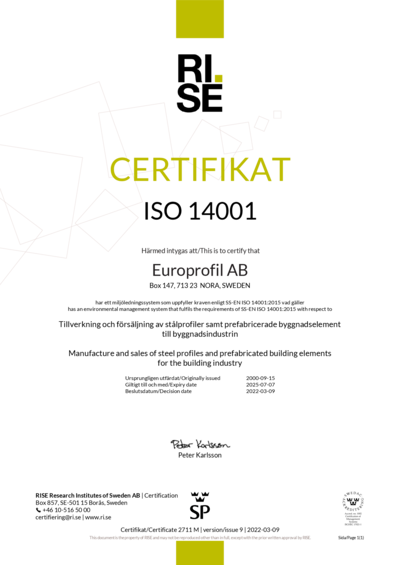 Europrofil SS-EN ISO 14001